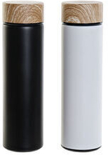 Flaske i rustfrit stål DKD Home Decor Filter Sort Hvid Bambus (550 ml) (2 enheder)