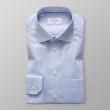 Eton Classic fit Ljusblå mikromönstrad twillskjorta