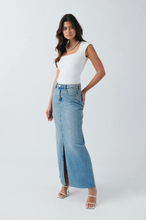 Gina Tricot - Double slit denim skirt - jeanskjolar - Blue - 34 - Female