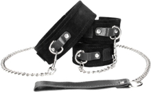 Black & White Velcro Collar with Leash and Wrist Cuffs