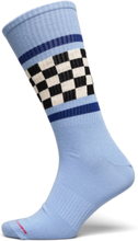 Checked Stripe Sneaker Sock Lingerie Socks Regular Socks Blue Happy Socks