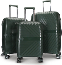 Oslo grön resväska med kodlås set om 3 st kabinväskor