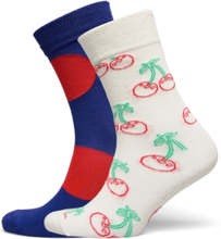 "2-Pack Cherries Socks Gift Set Lingerie Socks Regular Socks White Happy Socks"