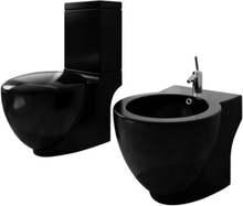 vidaXL Set di Bidet e Toilette da Pavimento in Ceramica Nera