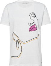 Over T-Shirt With Normal Print T-shirts & Tops Short-sleeved Hvit Coster Copenhagen*Betinget Tilbud