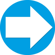 5x Ronde blauwe pijlen stickers 15 cm richting/looproute aanwijzen