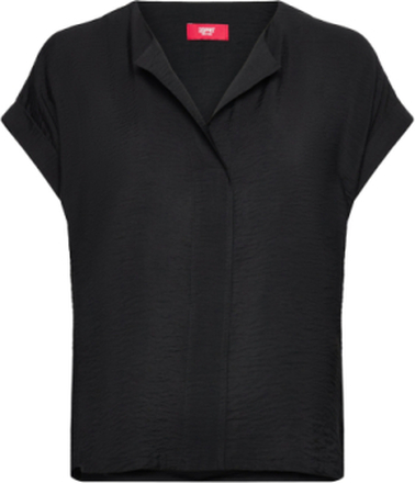 Women Blouses Woven Short Sleeve Blouses Short-sleeved Svart Esprit Collection*Betinget Tilbud