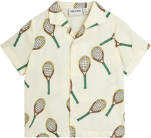 Tennis Aop Woven Ss Shirt Tops Shirts Short-sleeved Shirts Cream Mini Rodini
