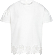 Embroidered Flowers T-Shirt Tops T-Kortærmet Skjorte White Mango