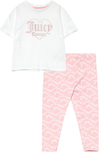 Glitter Print Tee And Juicy Aop Legging Set Sets Sets With Short-sleeved T-shirt Multi/patterned Juicy Couture