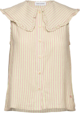 Striped Over D Collar Sleeveless Shirt Tops Blouses Sleeveless Cream Bobo Choses