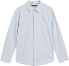 Seersucker Stripes Shirt L/S Tops Shirts Long-sleeved Shirts Blue Tommy Hilfiger