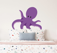 Sticker kinderkamer blauwe octopus sterren