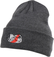 COAL The Crave Mütze schlichte Winter-Mütze gemütlicher Strick-Beanie mit gesticker Dosen-Grafik 225914 Dunkelgrau
