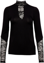 Cupoppy Lace Blouse Tops T-shirts & Tops Long-sleeved Black Culture