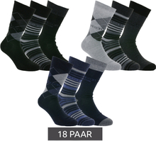18 Paar McGREGOR Strümpfe kariert, gestreift, color-block Freizeit-Socken Oeko-Tex zertifiziert Business-Socken im Vorteilspack Schwarz, Grau oder Blau