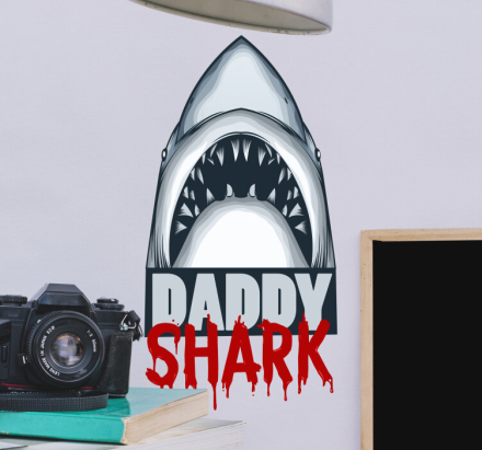 Muurstickers slaapkamer Daddy shark text sticker