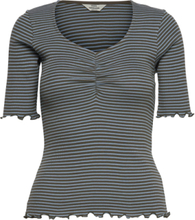 2X2 Cotton Stripe Tinna Tee T-shirts & Tops Short-sleeved Marineblå Mads Nørgaard*Betinget Tilbud