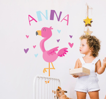 Kinderkamer flamingo personaliseerbare muursticker