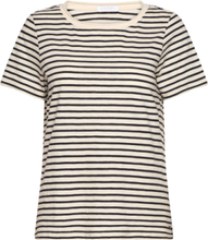 T-Shirt With Stripes - Mid Sleeve Tops T-shirts & Tops Short-sleeved Beige Coster Copenhagen