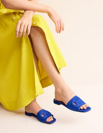 Pantoletten mit Cut-out-Trensendetail Damen Boden, Leuchtendes Blau