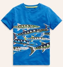 T-Shirt mit Glow-Folie Jungen Boden, Griechisch Blau Fische