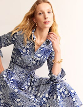 Amy Stufen-Hemdblusenkleid aus Baumwolle Damen Boden, Surf the Web, Gardenia Swirl