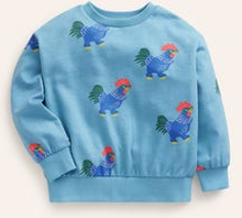 Bedrucktes Sweatshirt mit lockerer Passform Mädchen Boden, Pavillion Blau Hähnchen