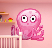 Sticker kinderkamer roze octopus