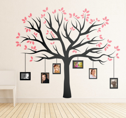 Sticker fotokaders boom roze familie