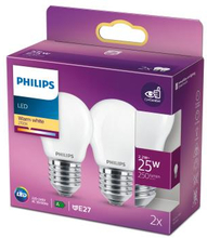 Philips: 2-pack LED E27 P45 Klot 25W Frost 250lm