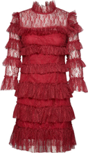 Carmine Frill Mini Lace Dress Dresses Lace Dresses Rød By Malina*Betinget Tilbud