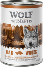 5 + 1 gratis! Wolf of Wilderness 6 x 400 g - Adult: Oak Woods - Wildschwein