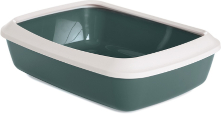 Savic Katzentoilette Iriz mit Rand - 42 cm - Starterset: Toilette nordisch grün/weiss + 12 Bag it up