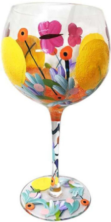 Håndmalt Lynsey Johnstone Blomster - Gin Glass