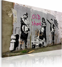 Schilderij - Banksy - Old Skool, 40x60cm , multikleur , wanddecoratie , premium print op echt Italiaans canvas,