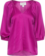 D6Lynn Silk Top Tops Blouses Long-sleeved Pink Dante6