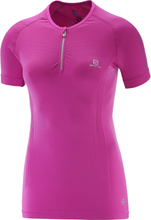Salomon Women's Lightning Pro Short Sleeve Zip Tee Rose Violet Kortermede treningstrøyer S