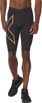 2XU Men's MCS Run Compression Shorts Black/Gold Reflective Treningsshorts XS