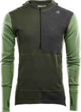 Aclima WarmWool Hoodsweater with Zip Man Olive Night / Dill / Marengo Undertøy overdel L