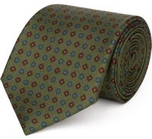 Cravatta su misura, Lanieri, Verde Floreale twill di Seta, Quattro Stagioni | Lanieri