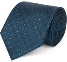Cravatta su misura, Lanieri, Blu Floreale twill di Seta, Quattro Stagioni | Lanieri