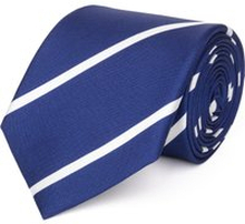 Cravatta su misura, Lanieri, Blu e Bianco Regimental in twill di Seta, Quattro Stagioni | Lanieri