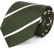 Cravatta su misura, Lanieri, Verde e Bianco Regimental in twill di Seta, Quattro Stagioni | Lanieri