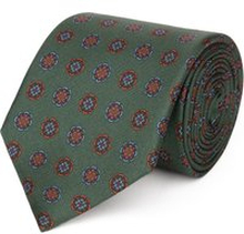 Cravatta su misura, Lanieri, Verde floreale Rosso in twill di Seta, Quattro Stagioni | Lanieri
