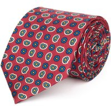 Cravatta su misura, Lanieri, Rossa Floreale Blu e Giallo in twill di Seta, Quattro Stagioni | Lanieri