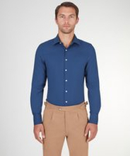 Camicia da uomo su misura, Lanificio Zignone, Blu in Twill di Lana, Quattro Stagioni | Lanieri
