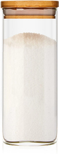 Kantigt glas med bambulock lufttätt med silikonring 6 x 15 cm 300 ml