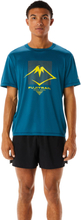 Asics Men's Fujitrail Logo Short Sleeve Top Ink Teal Kortermede treningstrøyer XS