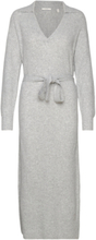 Belted Midi Dress, Wool Blend Maxiklänning Festklänning Grey Esprit Casual